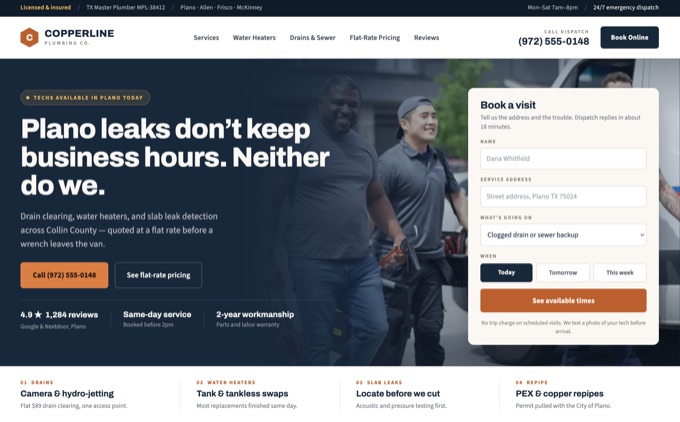 Copperline Plumbing website