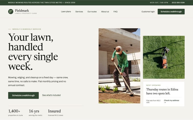 Fieldmark Lawn and Property Care website
